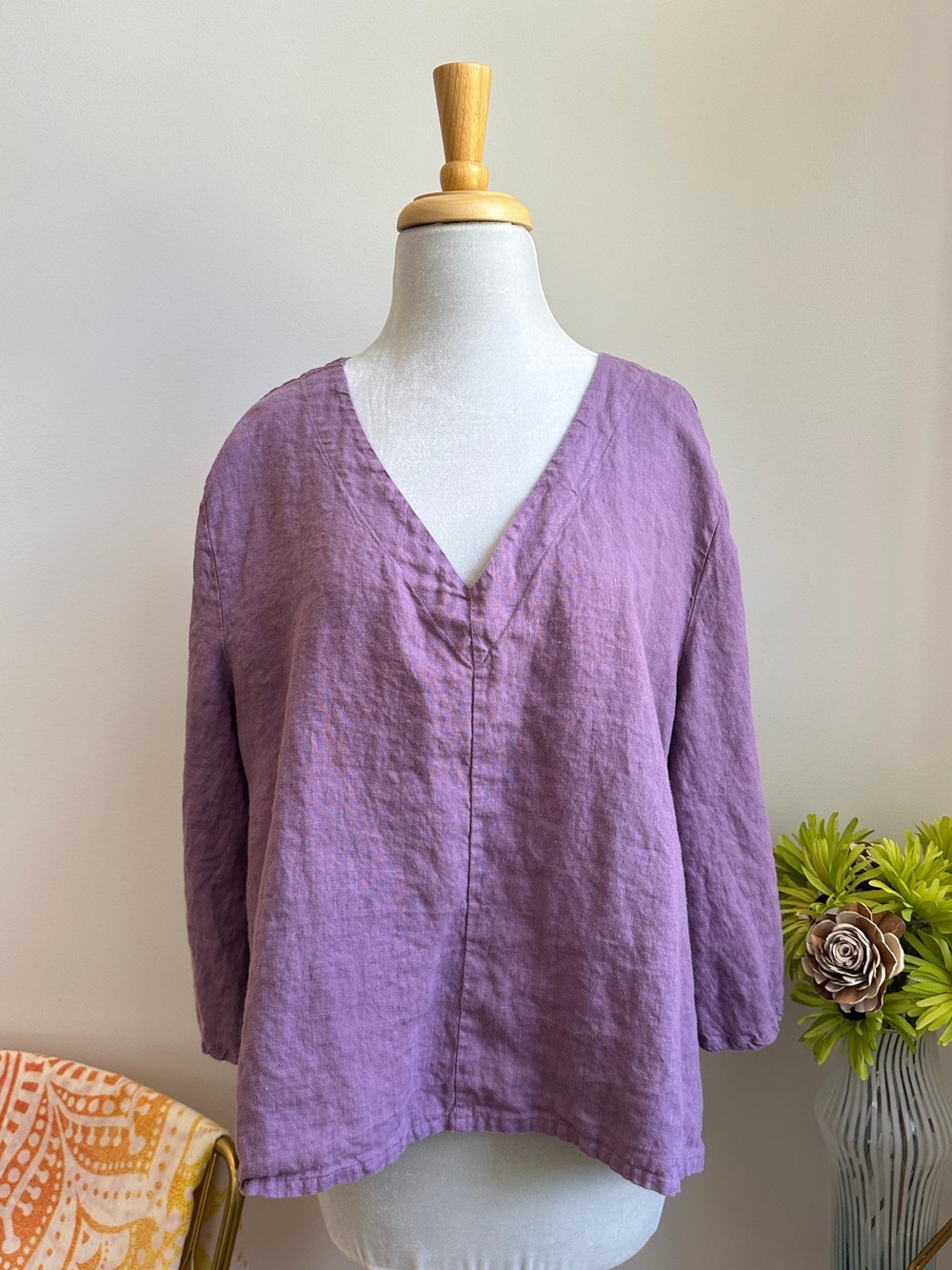 bryn Walker Lavender V-Neck Linen Tunic